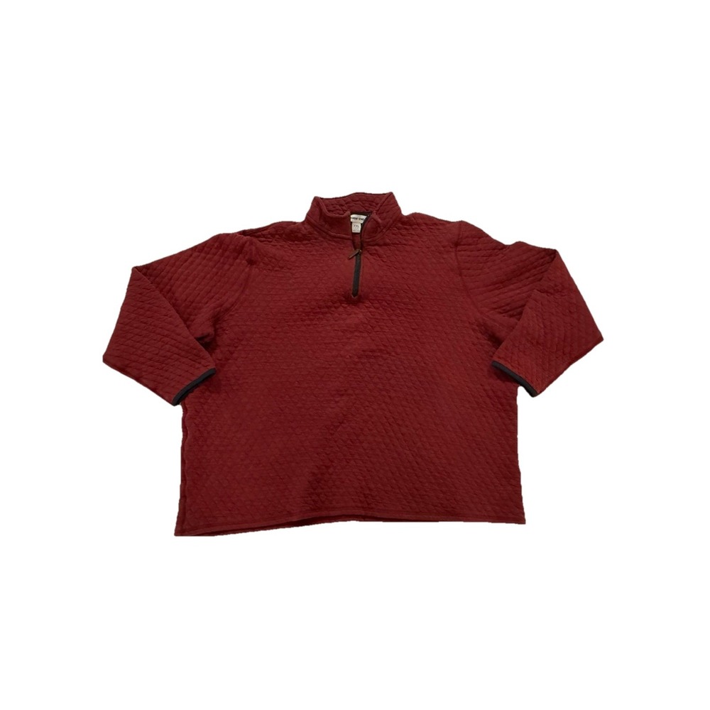 Lands'‎ End Men's XXL Quilted 1/4 Zip Pullover Burgundy Cotton Blend